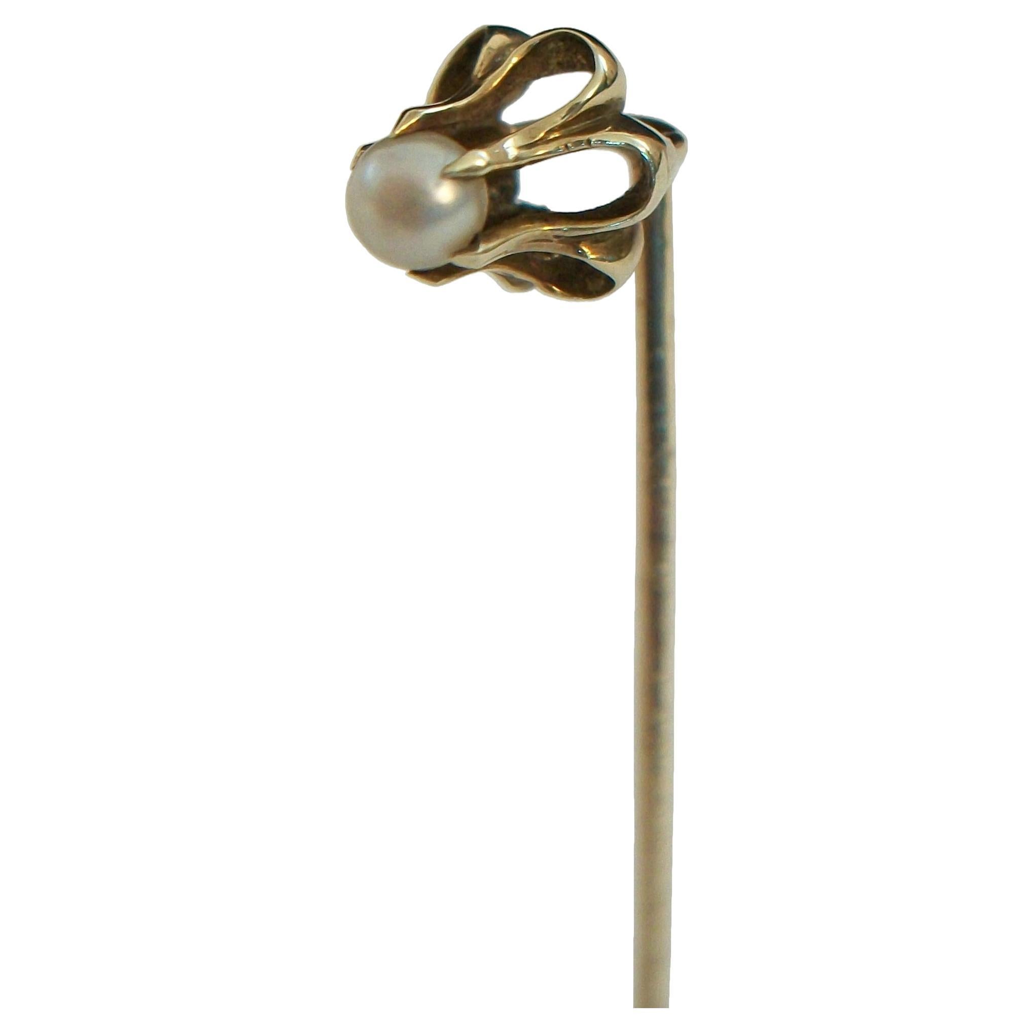 Art Nouveau Alfiler de oro de 14 quilates y perla - Estados Unidos - Circa 1910