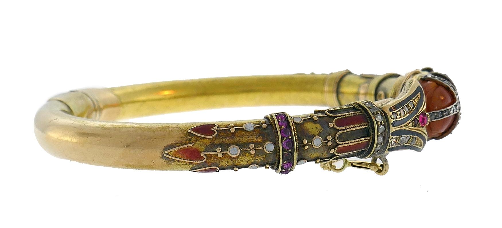 Women's or Men's Art Nouveau 14k Gold Scarab Bangle Bracelet Estate Jewelry Antique