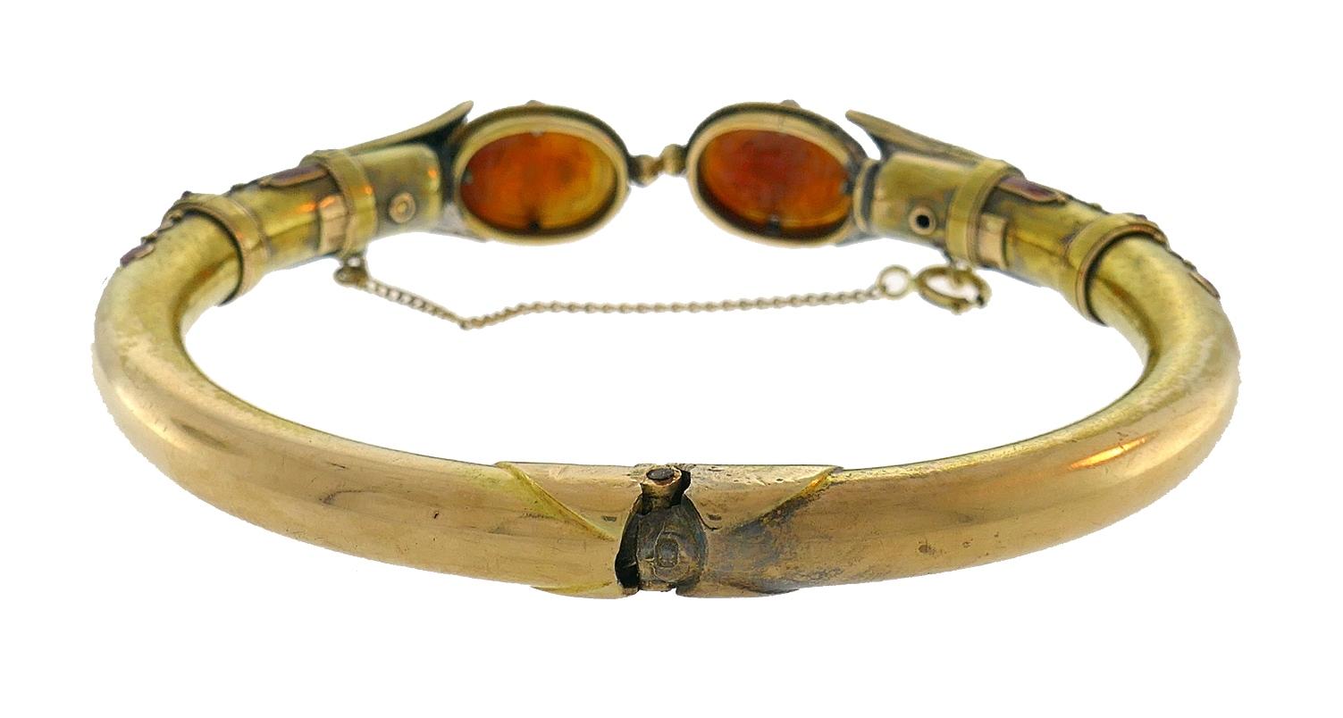 Art Nouveau 14k Gold Scarab Bangle Bracelet Estate Jewelry Antique 1