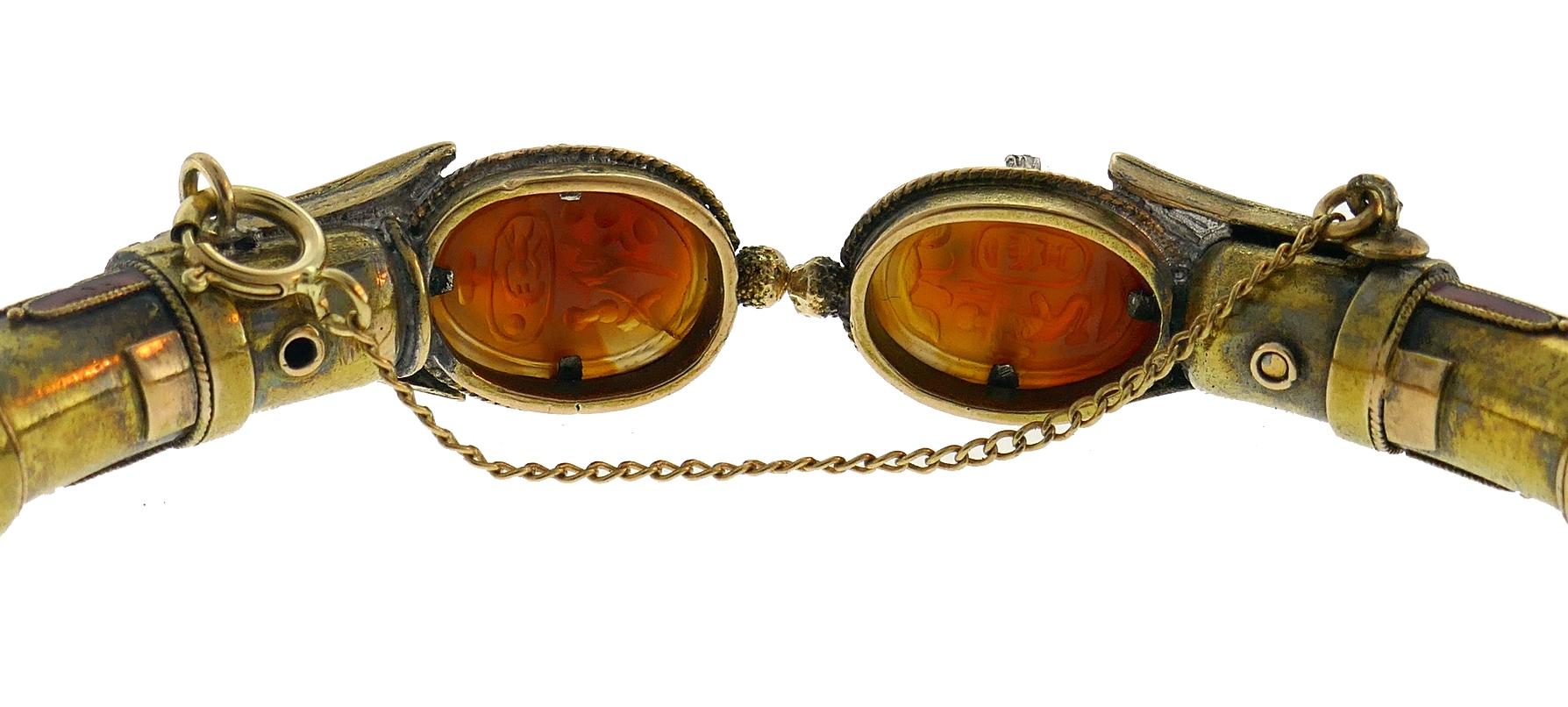 Art Nouveau 14k Gold Scarab Bangle Bracelet Estate Jewelry Antique 2