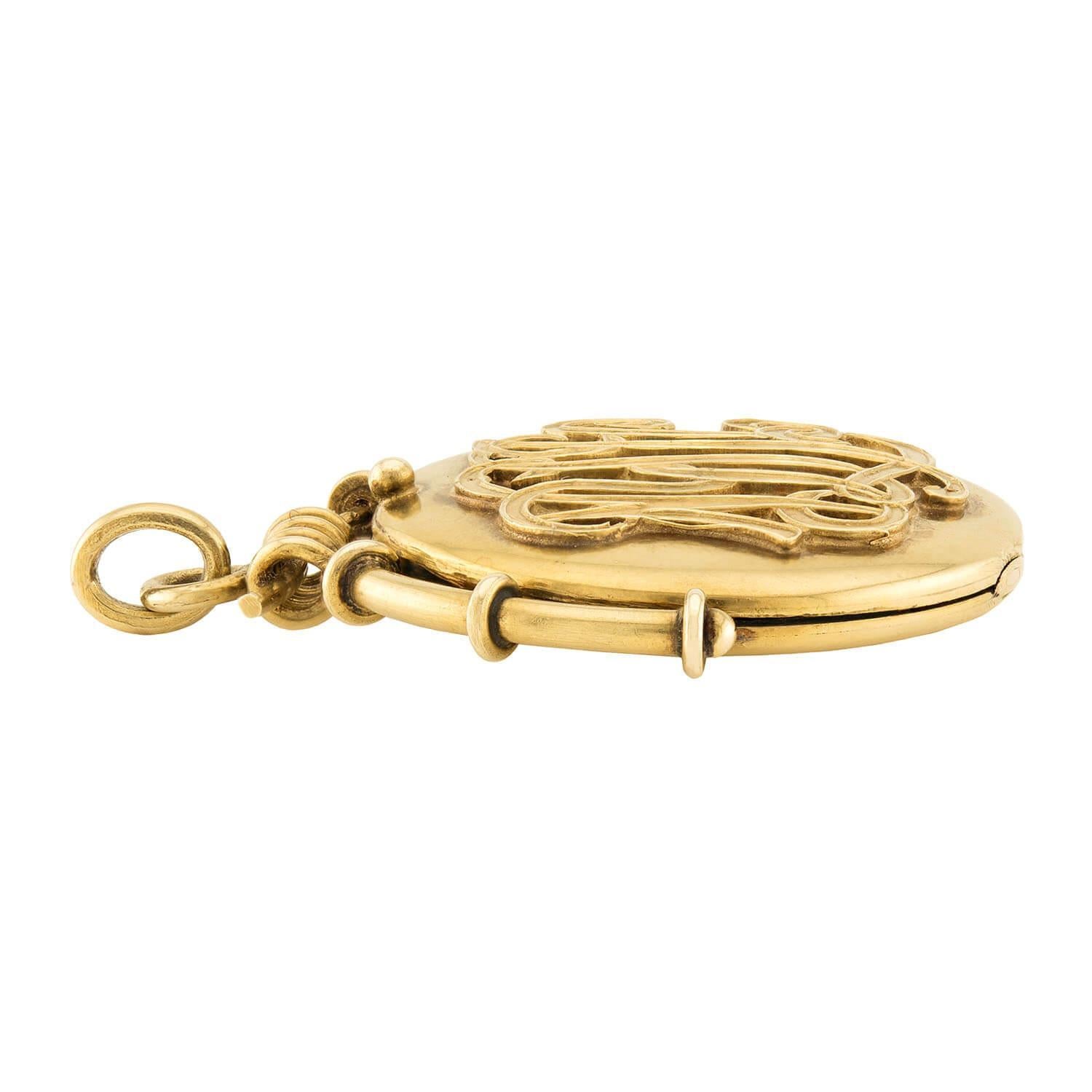 Medallón Monograma Art Nouveau 14k en Bueno estado para la venta en Narberth, PA