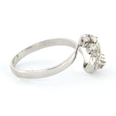Anillo de cóctel Art Nouveau de oro blanco de 14k con diamantes de 0,25 ct, 1920