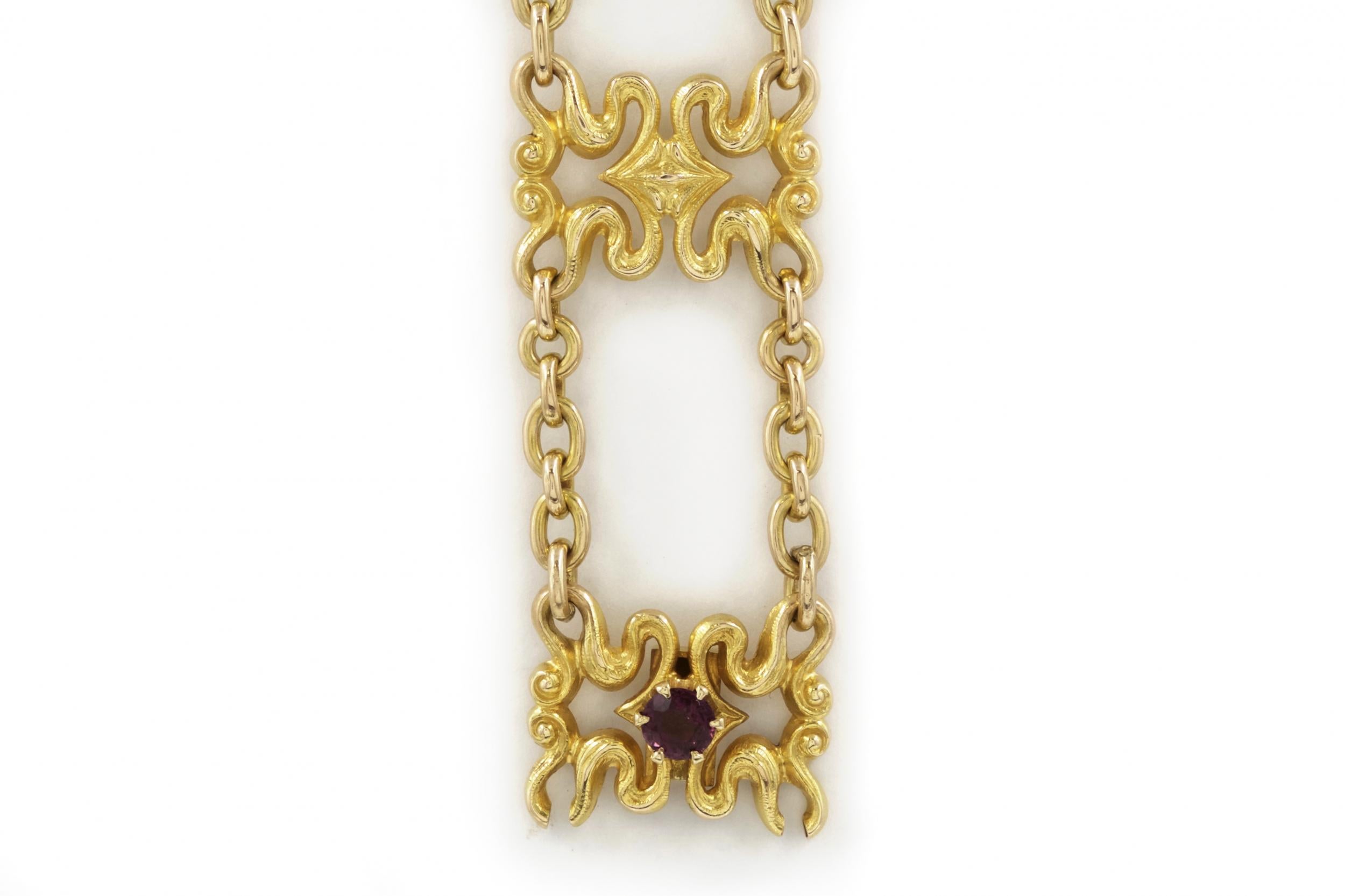 20th Century Art Nouveau 14K Yellow Gold Strap Bracelet by Sloan & Co.