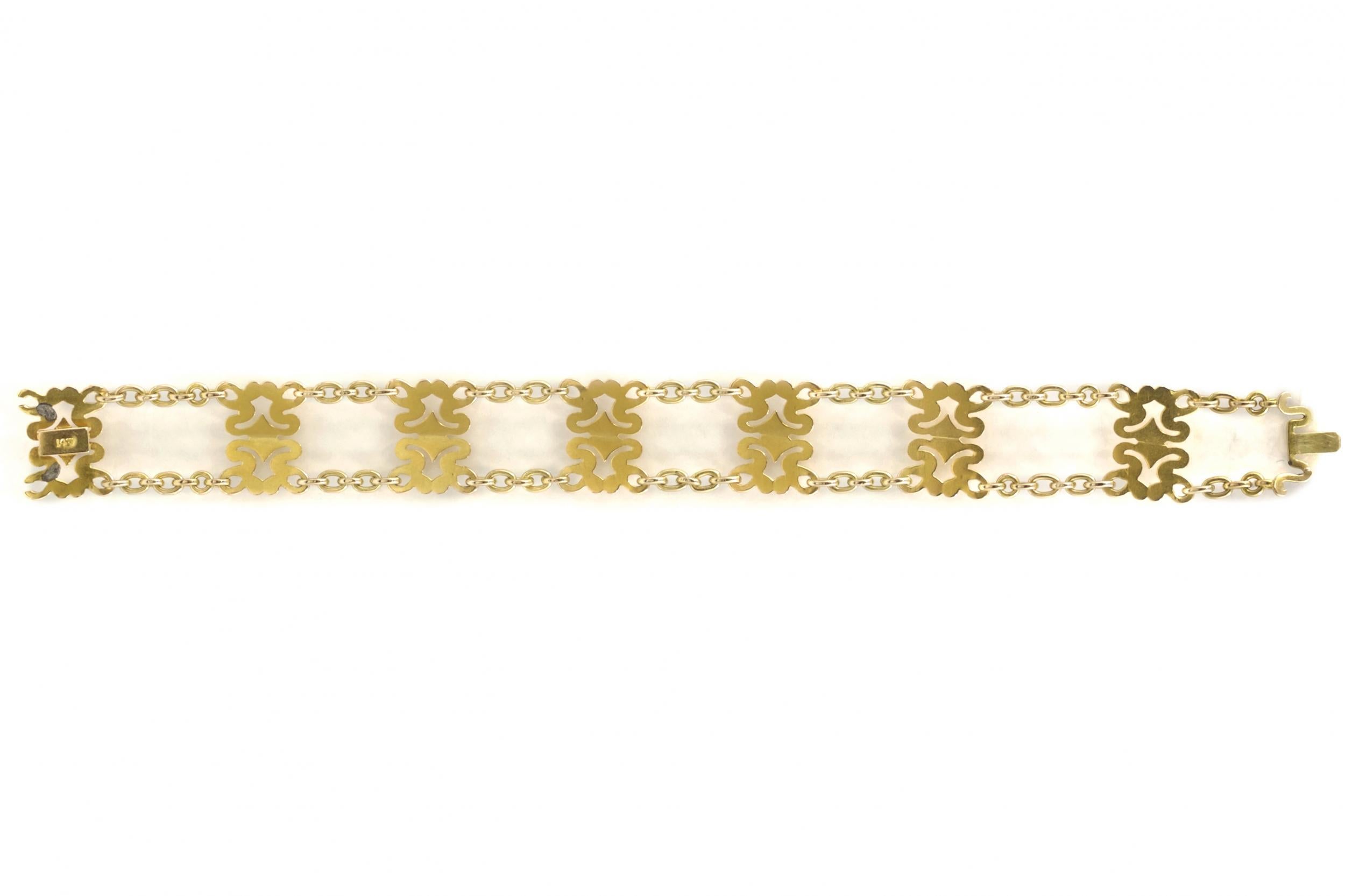 Art Nouveau 14K Yellow Gold Strap Bracelet by Sloan & Co. 1