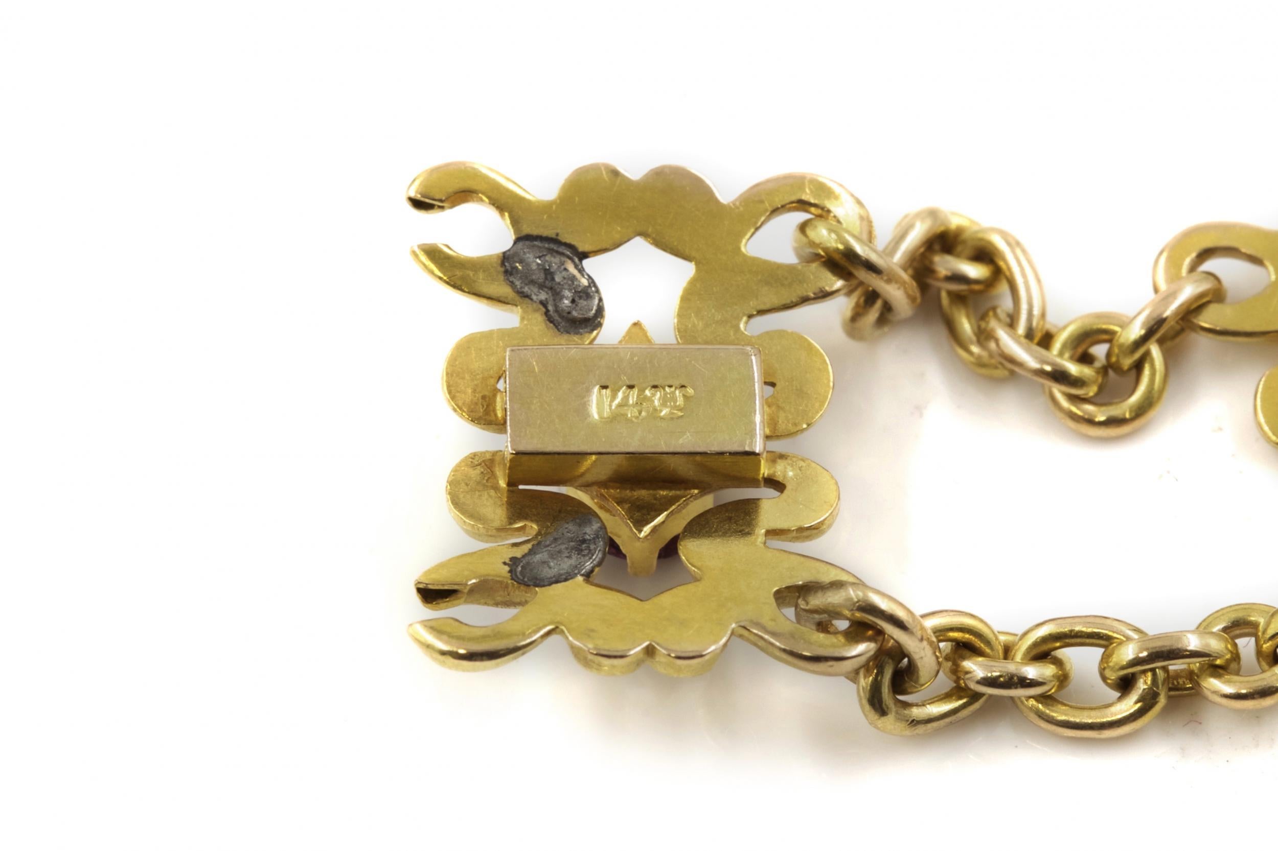 Art Nouveau 14K Yellow Gold Strap Bracelet by Sloan & Co. 2