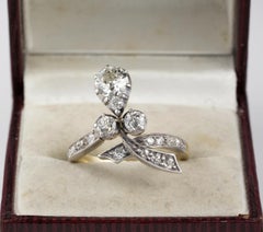 Art Nouveau 1.50 Carat Diamond Old Cut Sensual Ring
