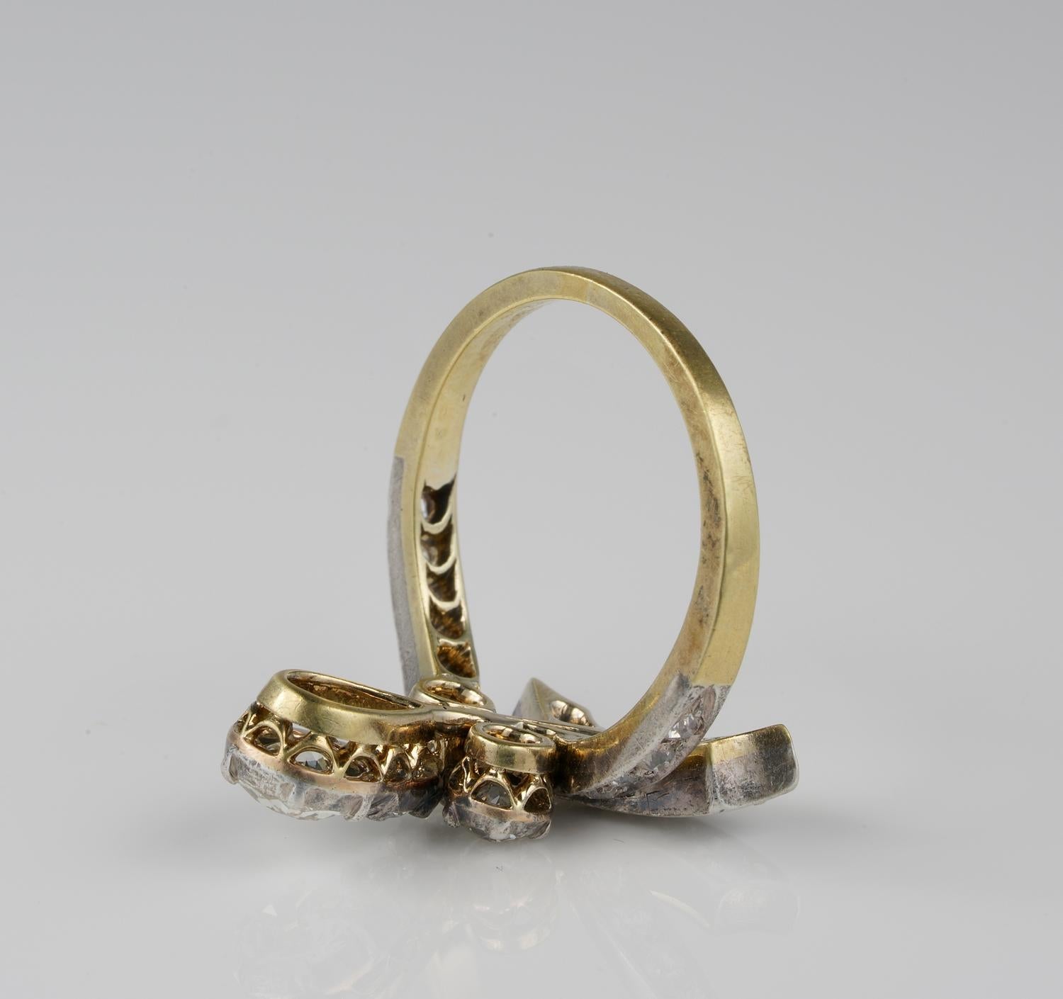 Art Nouveau 1.50 Carat Diamond Old Cut Sensual Ring For Sale 3