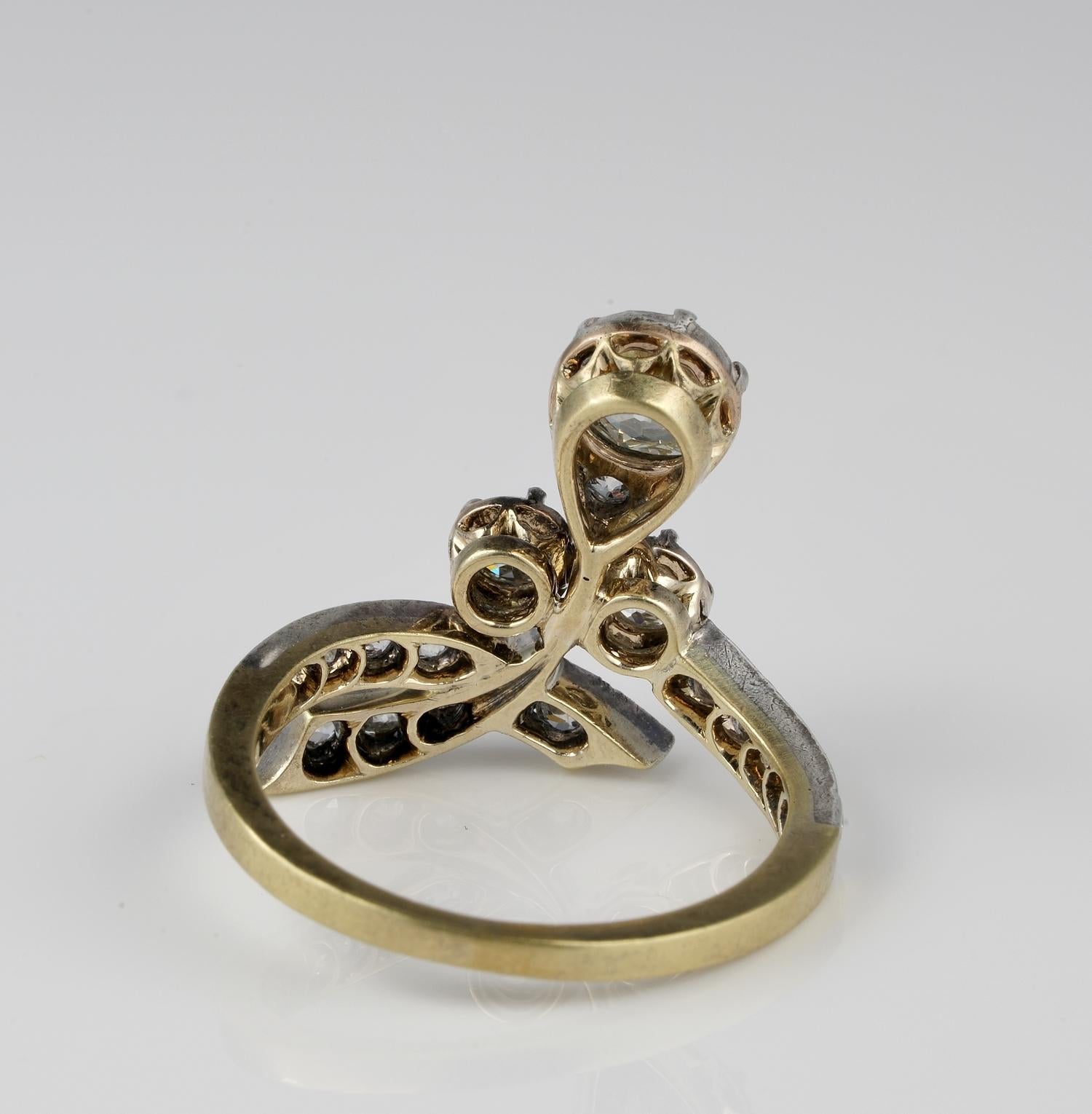 Art Nouveau 1.50 Carat Diamond Old Cut Sensual Ring For Sale 4