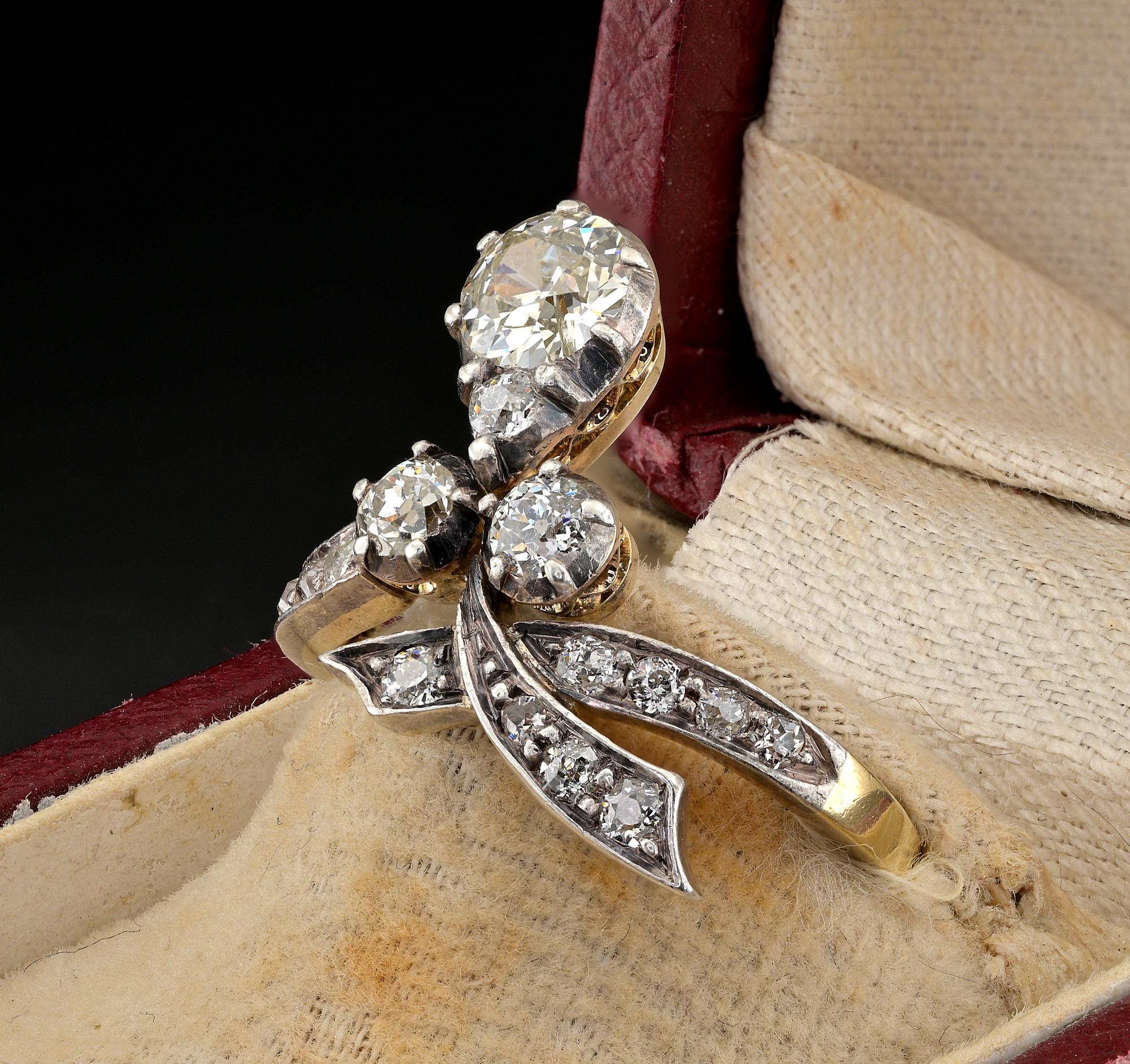 Art Nouveau 1.50 Ct Diamond 18 KT Ring For Sale 1
