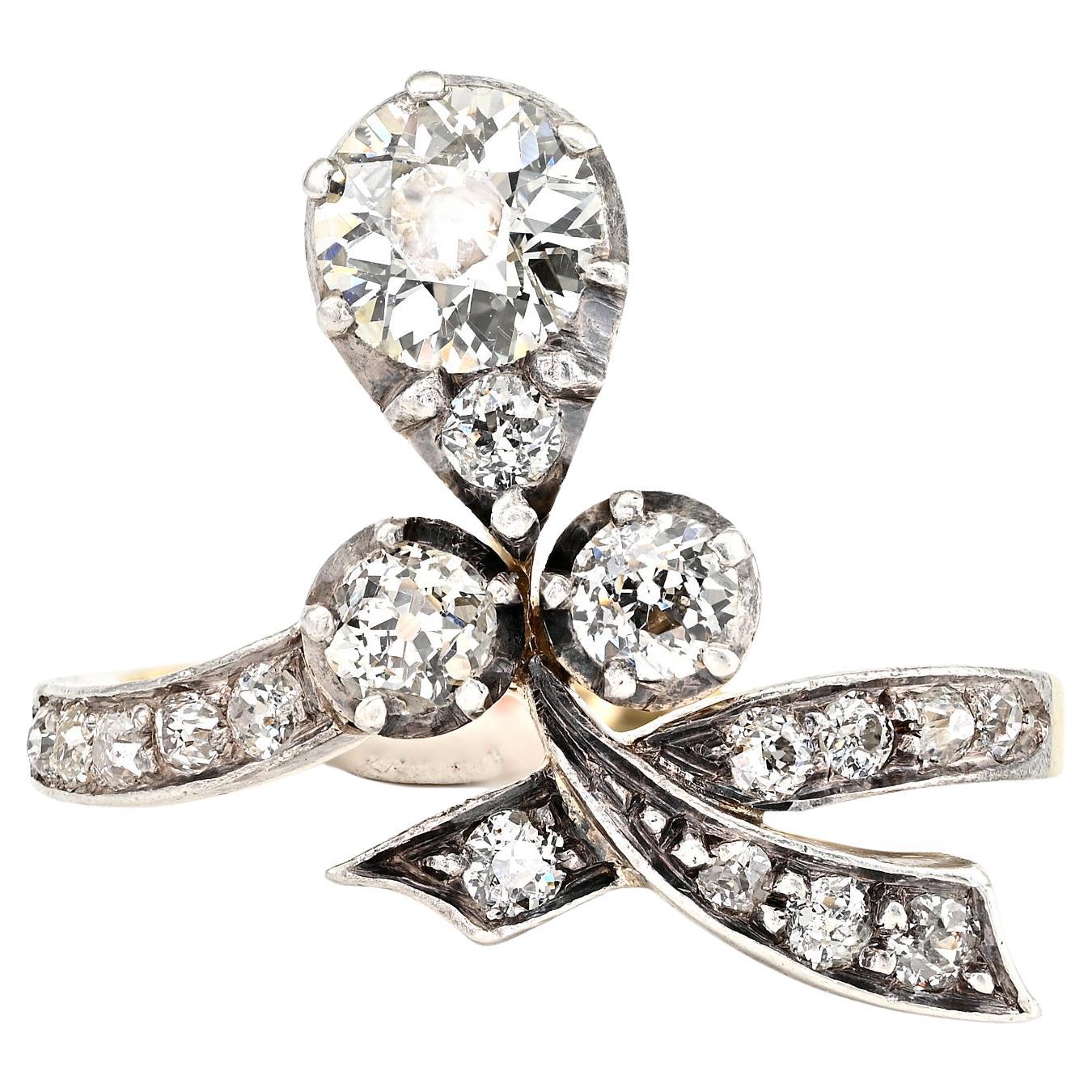 Art Nouveau 1.50 Ct Diamond 18 KT Ring For Sale