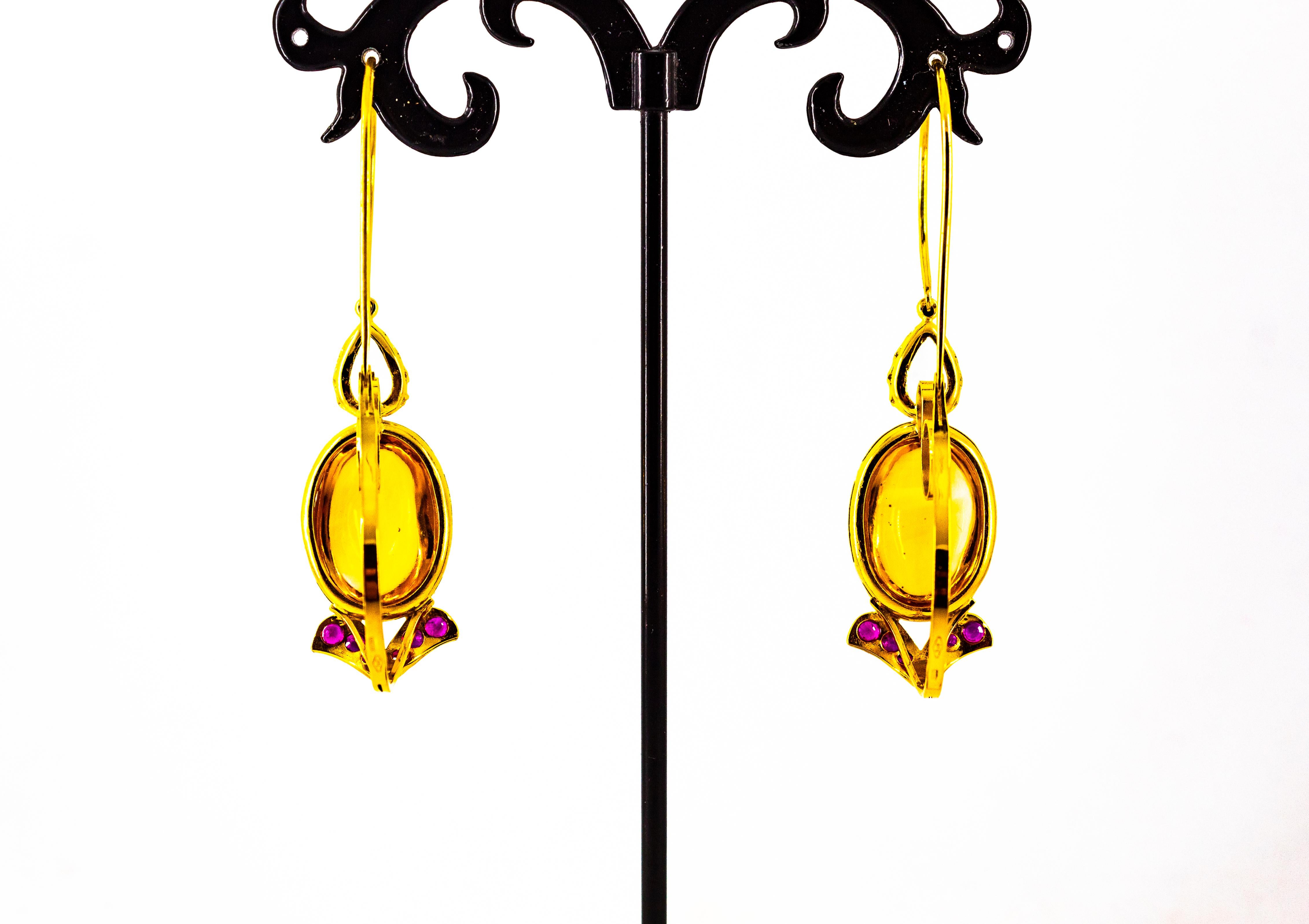 Orecchini a leva in oro giallo Art Nouveau 15,37 carati con rubino, acquamarina e citrino in vendita 5