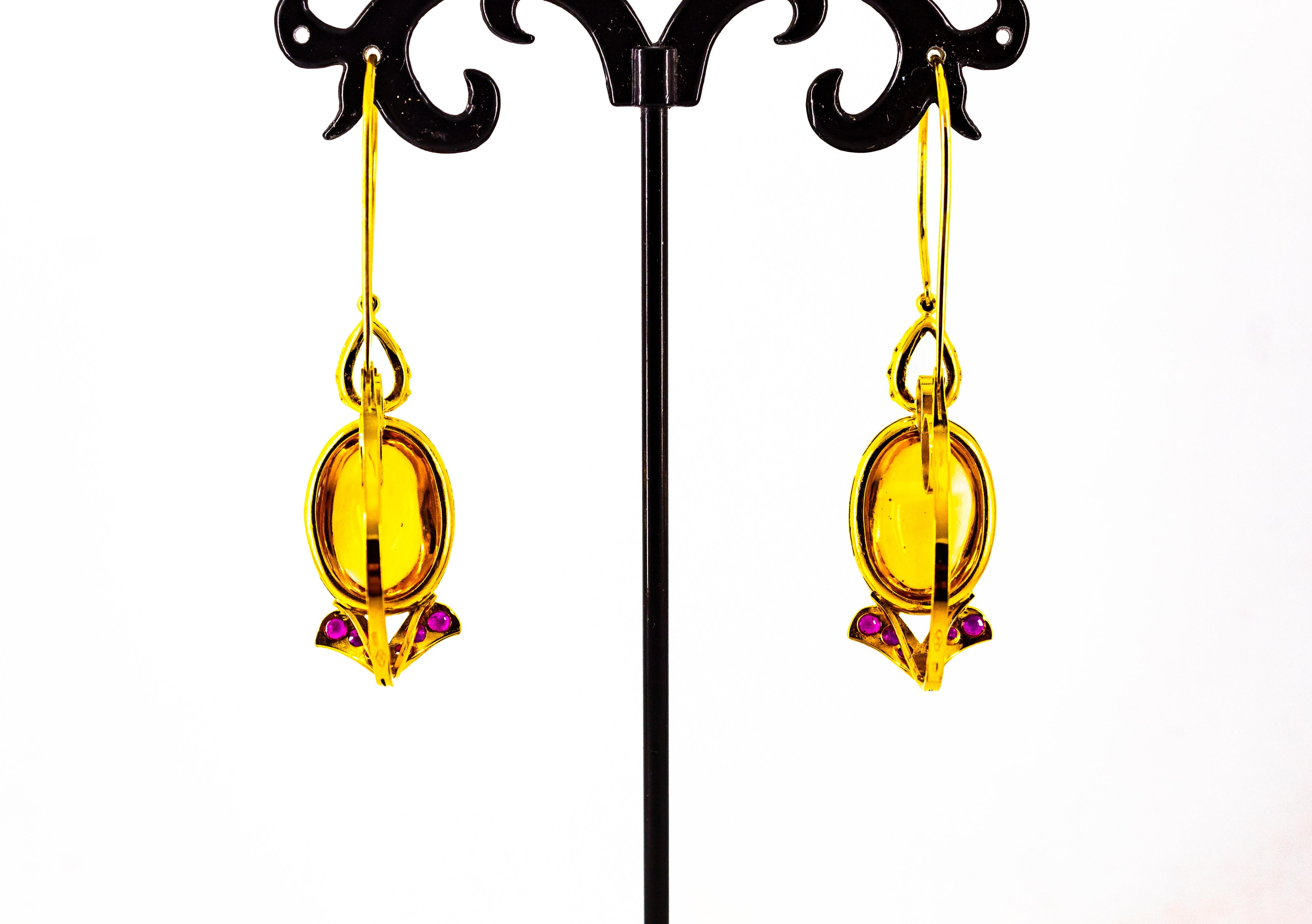 Orecchini a leva in oro giallo Art Nouveau 15,37 carati con rubino, acquamarina e citrino in vendita 6