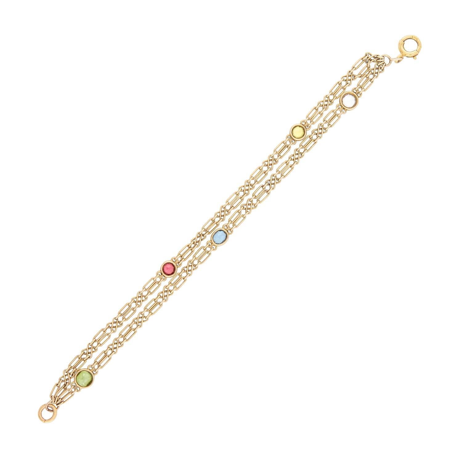 Pulsera Art Nouveau 15k Multi Piedras en Bueno estado para la venta en Narberth, PA