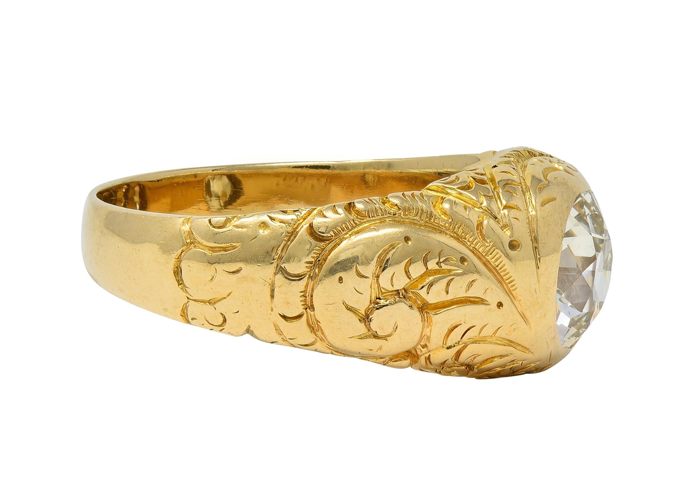 Art nouveau Art Nouveau 1.60 CTW Old Mine Cut Diamond 14K Gold Antique Engagement Ring en vente