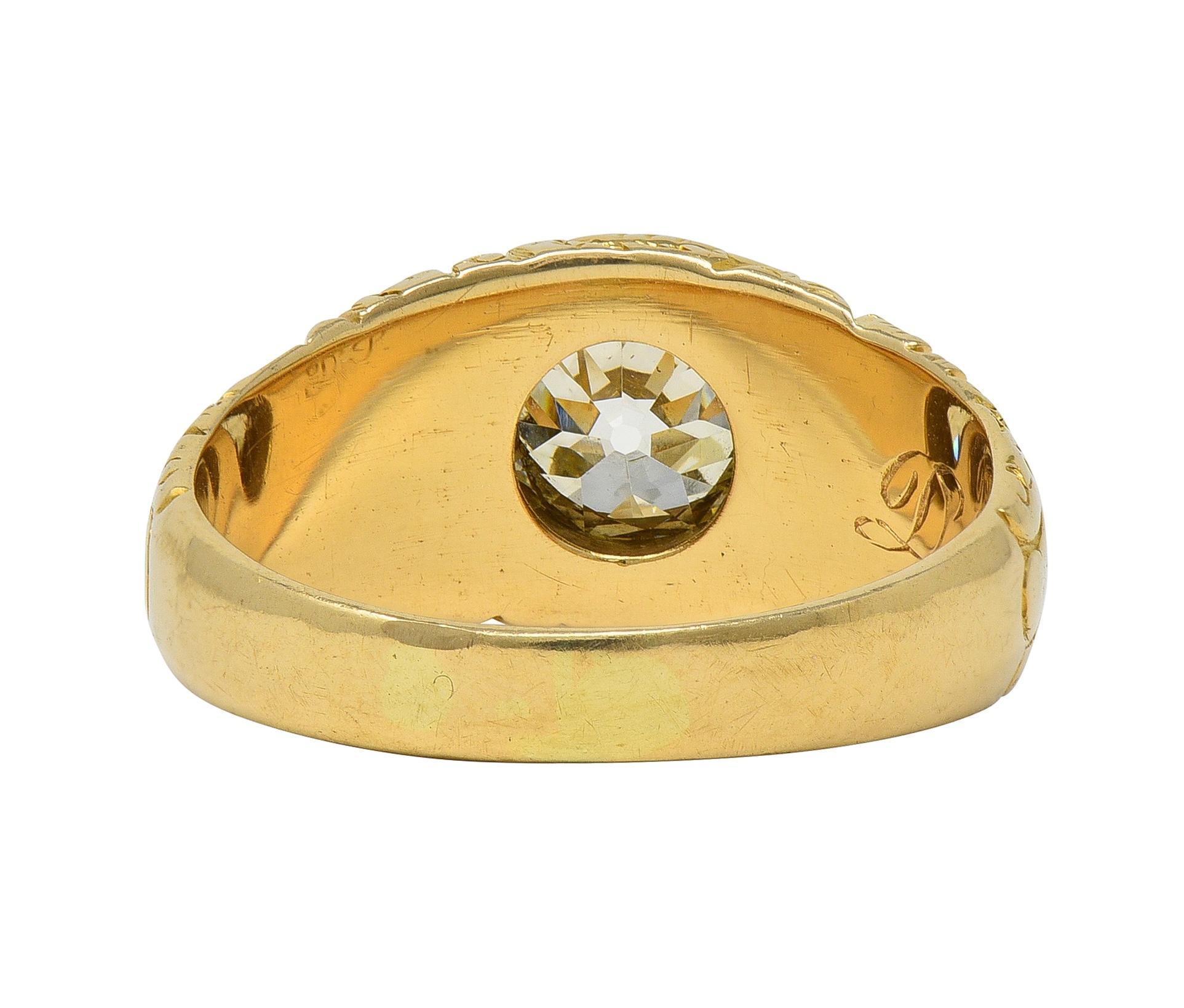 Taille vieille mine Art Nouveau 1.60 CTW Old Mine Cut Diamond 14K Gold Antique Engagement Ring en vente
