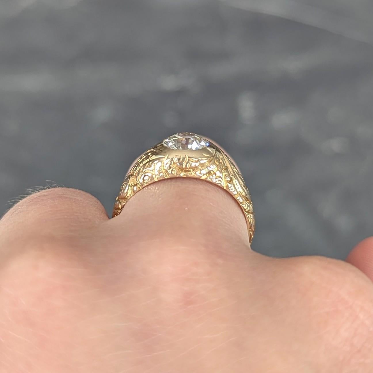 Art Nouveau 1.60 CTW Old Mine Cut Diamond 14K Gold Antique Engagement Ring en vente 2