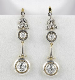 Art Nouveau 1.70 Ct Diamond 18KT Long Drop Earrings