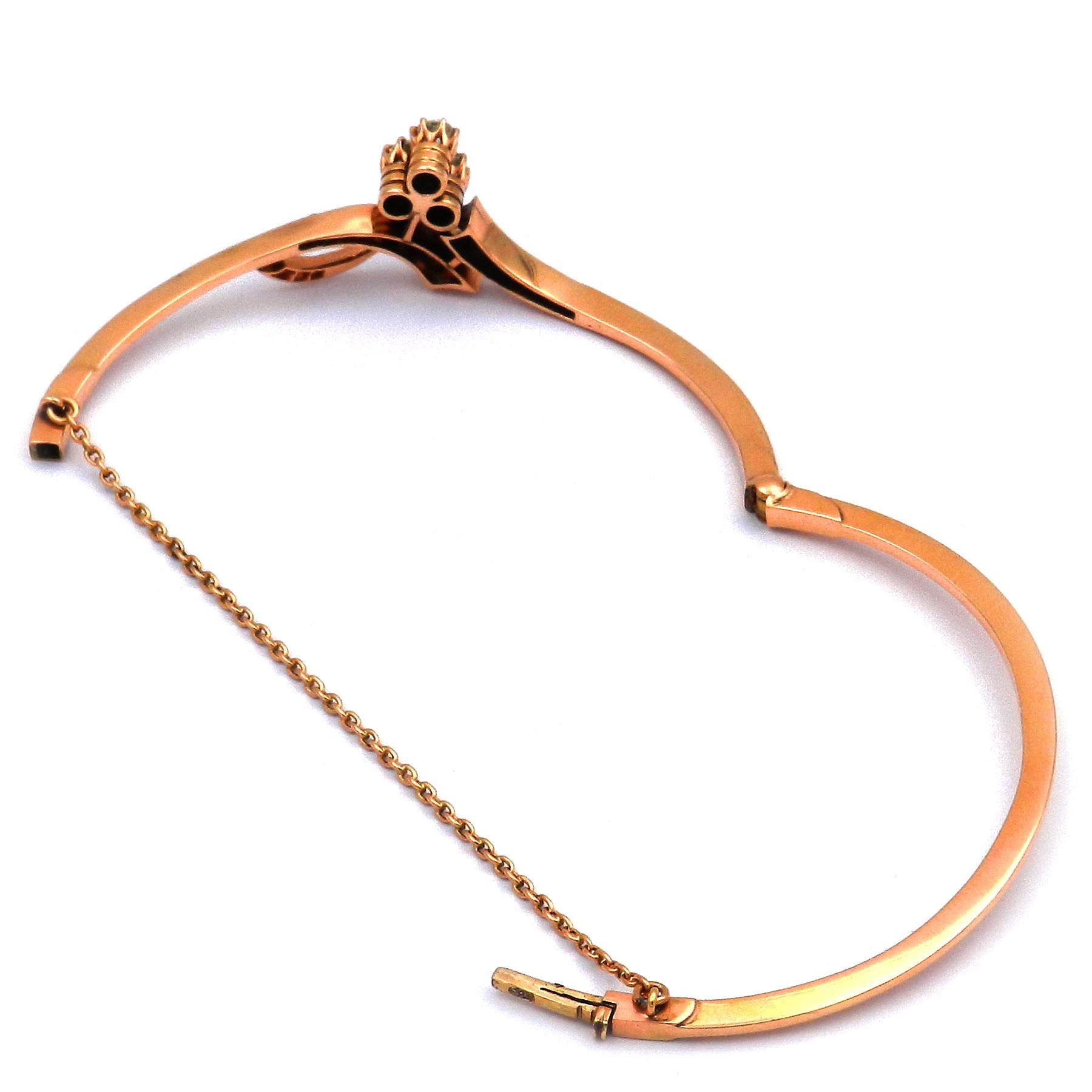 Bangle in oro 14K con diamante da 1,75 carati, Art Nouveau, 1890 circa in vendita 2