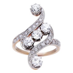 Art Nouveau, 18 Carat Gold, Platinum, Belle Époque Diamond Ring