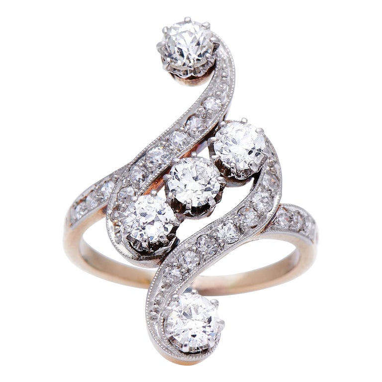 Art Nouveau, 18 Carat Gold, Platinum, Belle Époque Diamond Ring For Sale at  1stDibs
