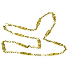 Art Nouveau 18 Karat Fancy Link Gold Chain Necklace, circa 1900