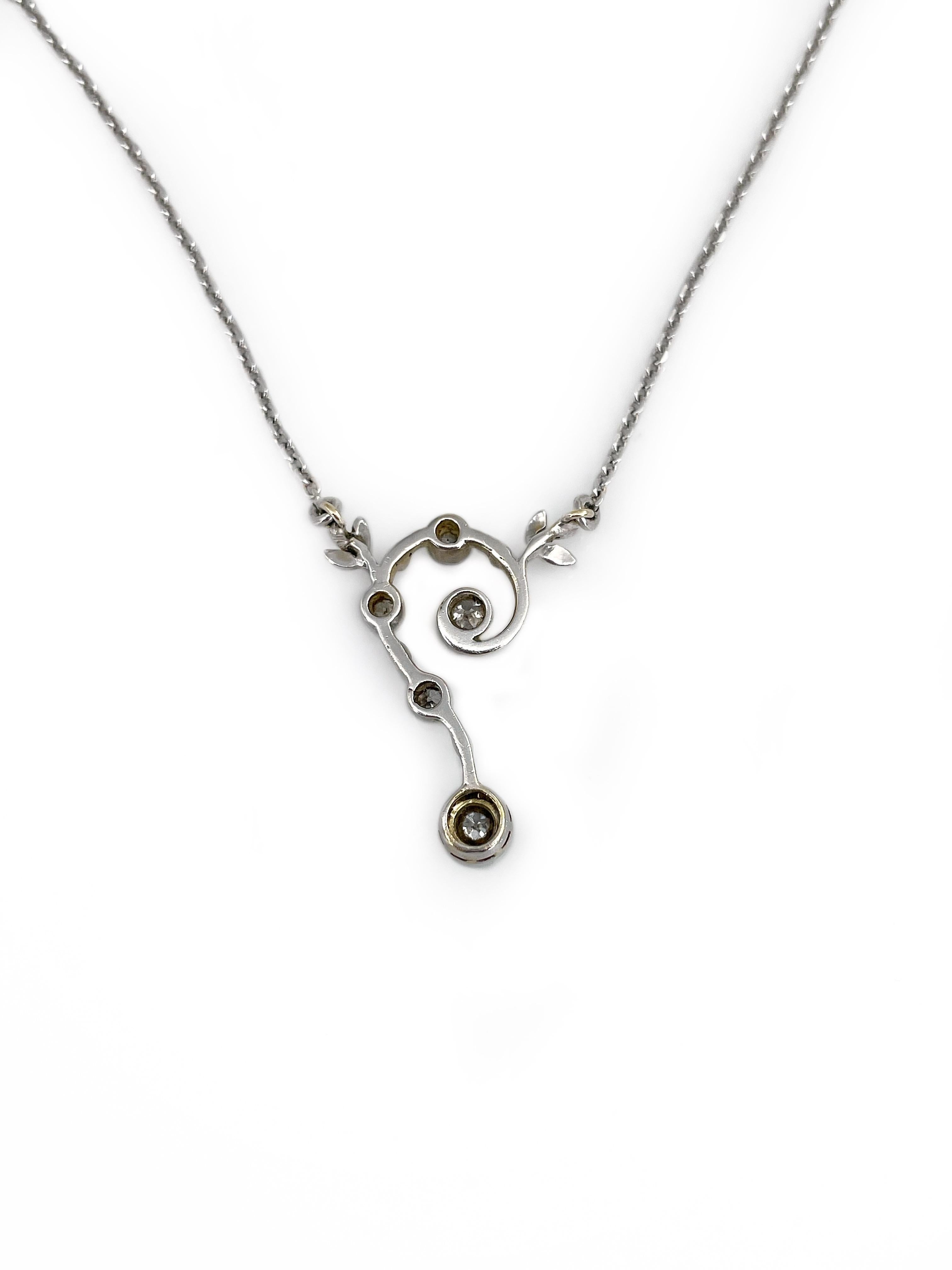 Old European Cut Art Nouveau 18 Karat Gold Old European Diamond Question Mark Collier Necklace