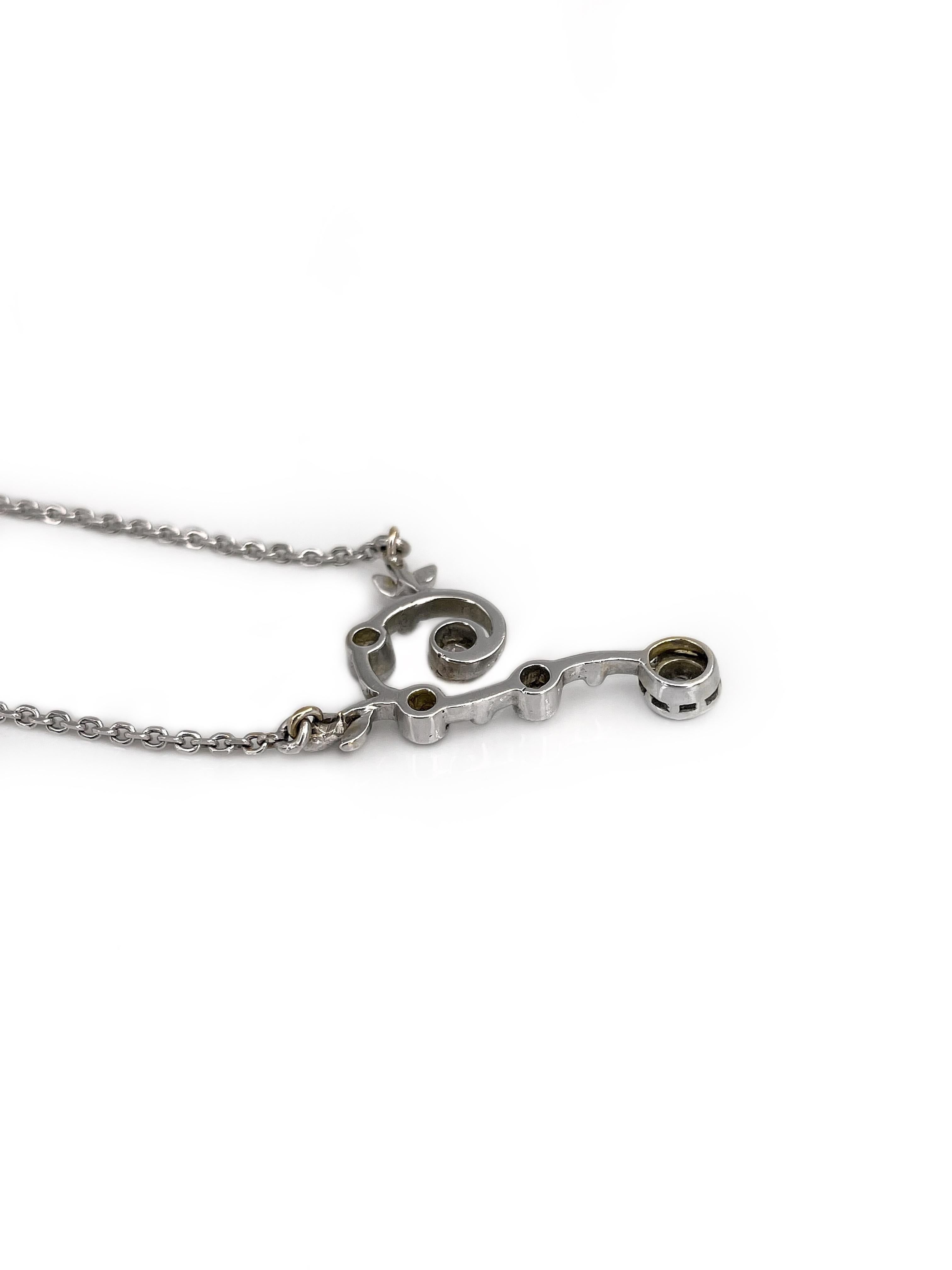 Art Nouveau 18 Karat Gold Old European Diamond Question Mark Collier Necklace In Good Condition In Vilnius, Vilniaus apskr.