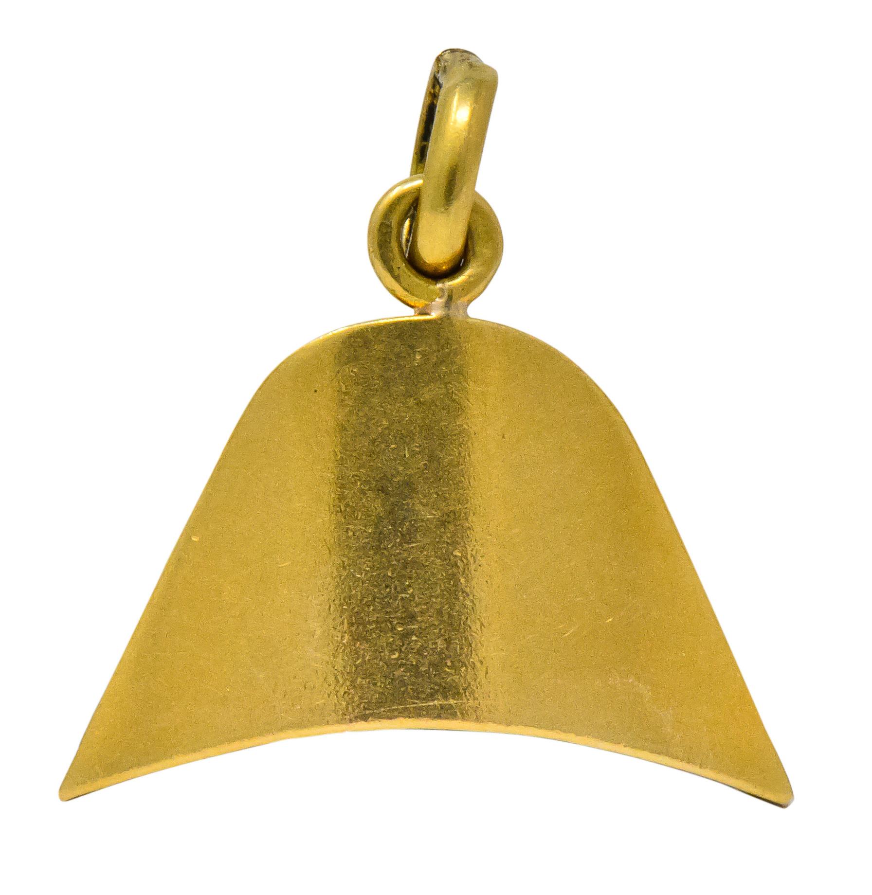 Women's or Men's Art Nouveau 18 Karat Two-Tone Gold French Napoleonic Naval Hat Charm