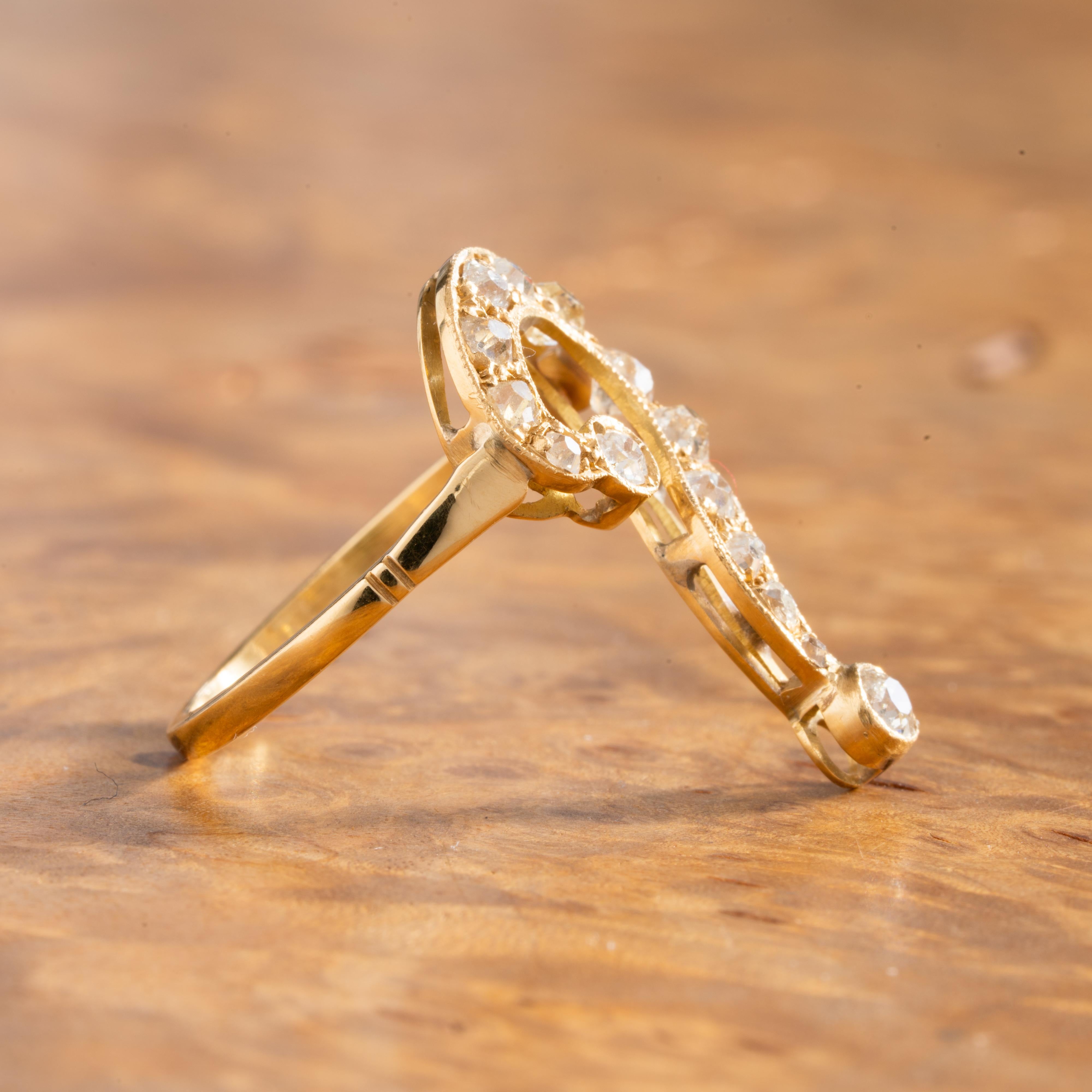 Art Nouveau 18K Yellow Gold 1.50ct Old Mine Cut Question Mark Ring c.1900

Period: Victorian
Year: 1850s
Material: 18k Yellow Gold, Old Cut Diamonds
Weight: 2.90 grams
Size: 6.5
Condition: Very Good Antique Condition


We offer free ring sizing.