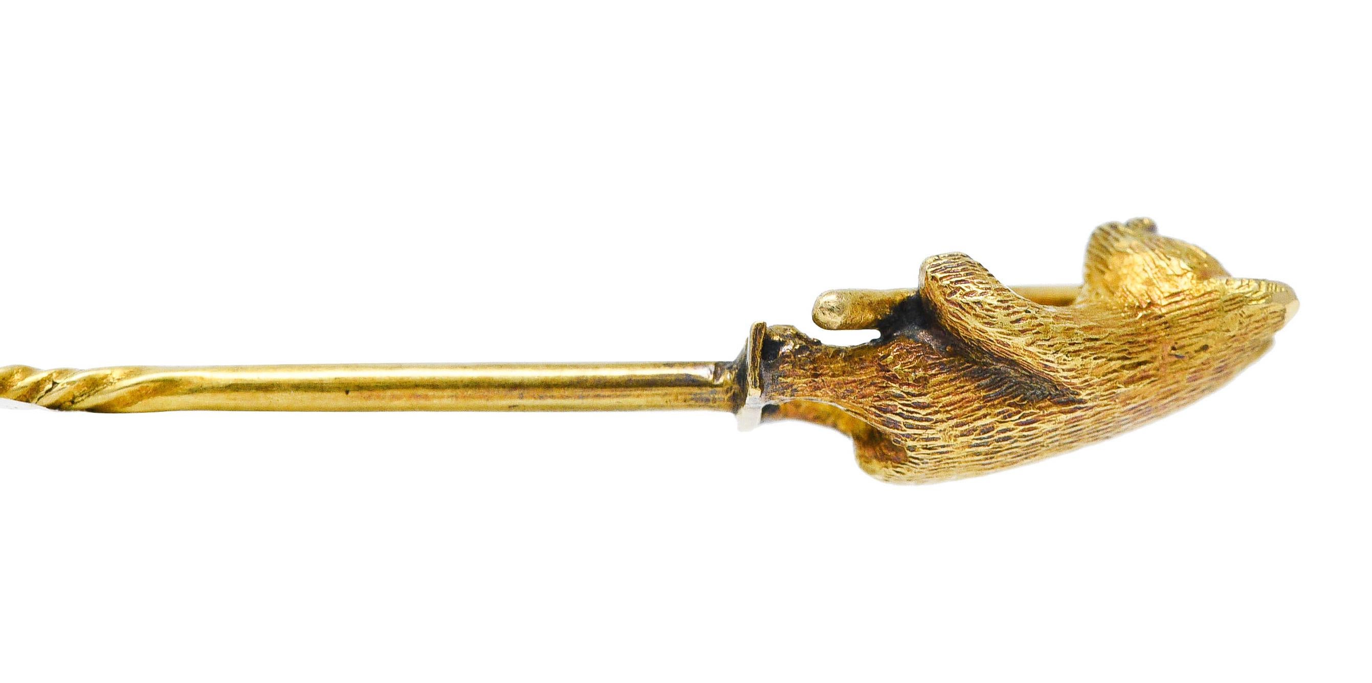 Art Nouveau 18 Karat Yellow Gold Bear Stickpin 1