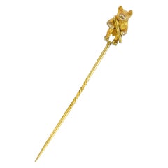 Antique Art Nouveau 18 Karat Yellow Gold Bear Stickpin