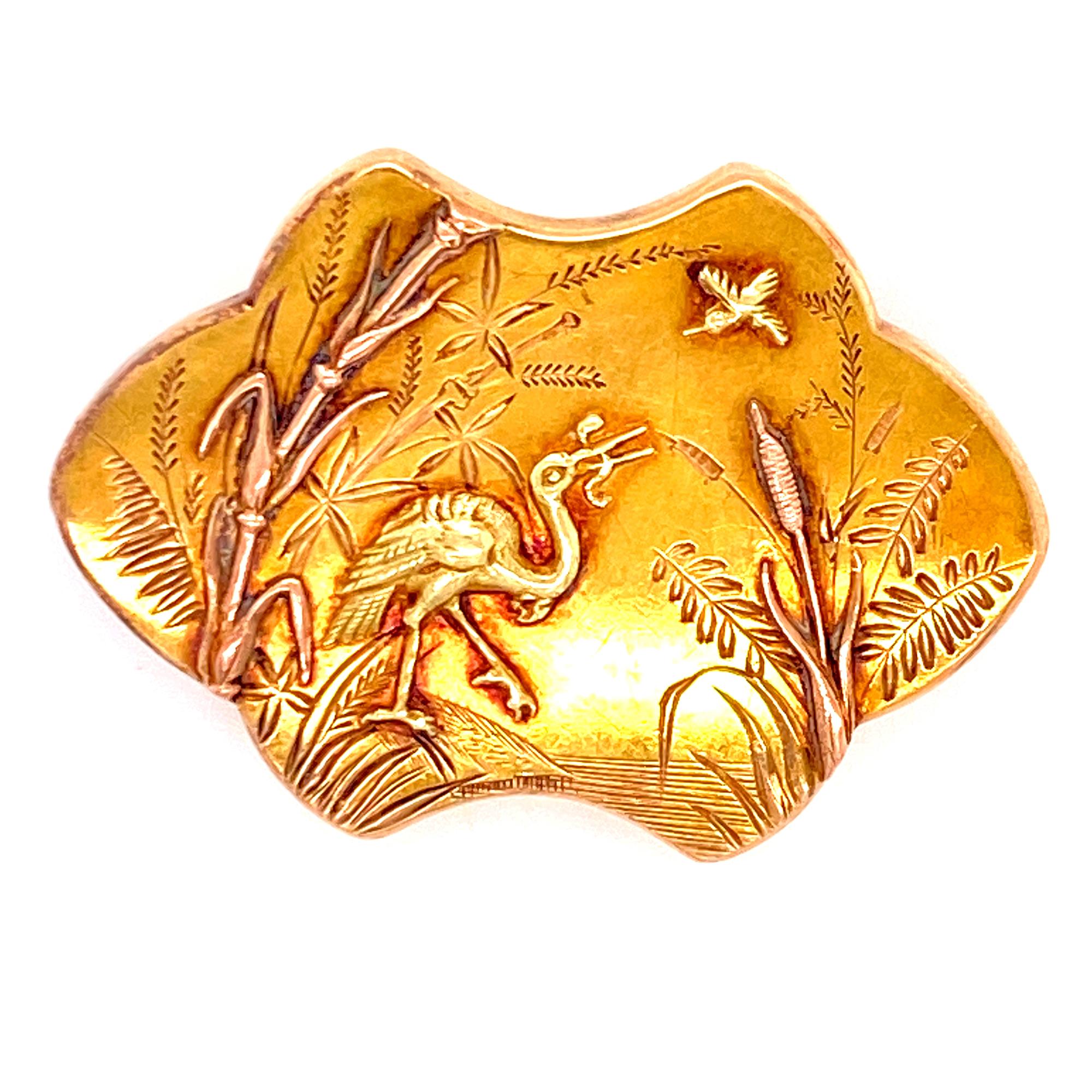 Women's Art Nouveau 18 Karat Yellow Gold Brooch Pin