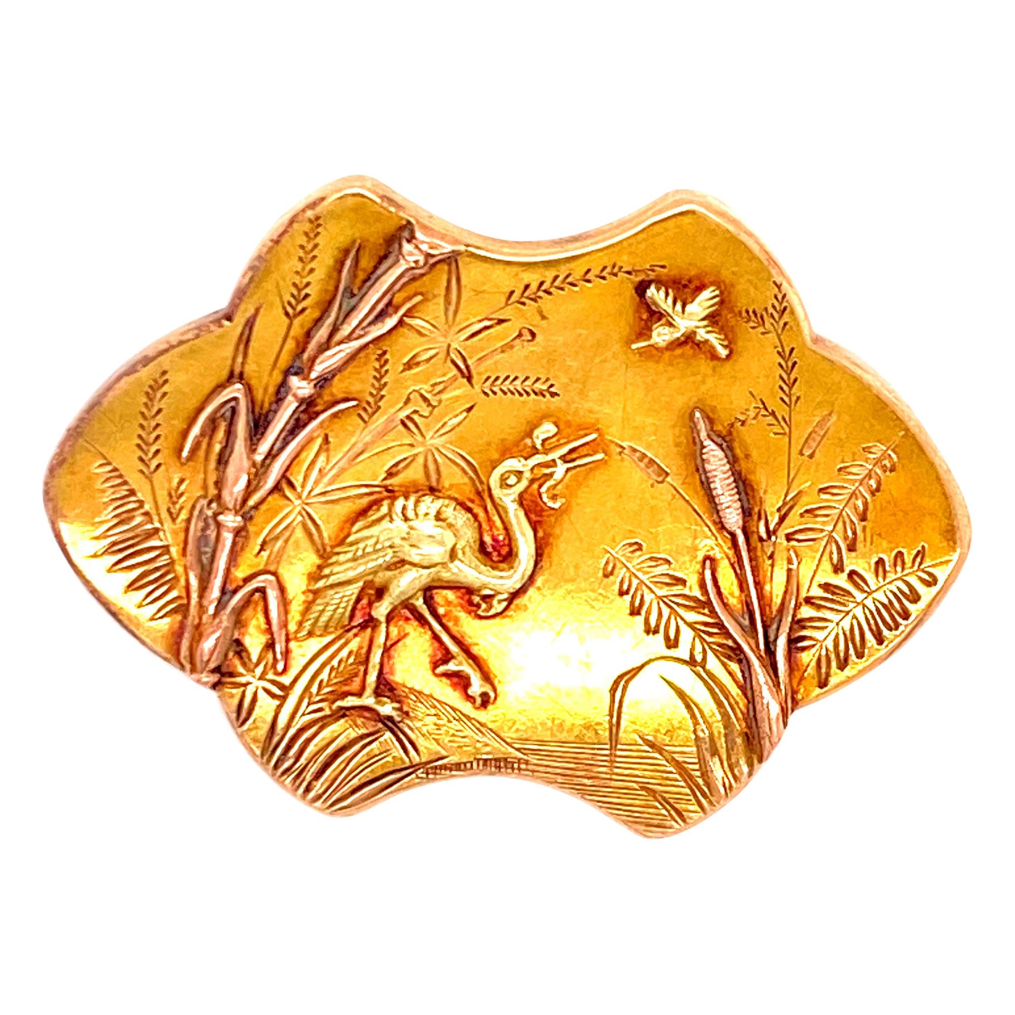 Art Nouveau 18 Karat Yellow Gold Brooch Pin