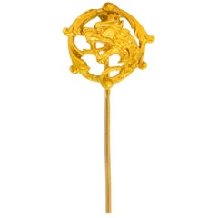 Art Nouveau 18 Karat Yellow Gold French Lion Stickpin