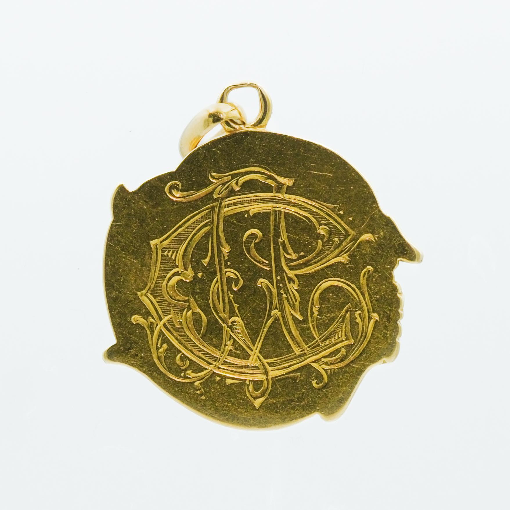 Handgefertigter Jugendstil-Anhänger mit Drachenfigur aus 18 Karat Gelbgold mit Diamant (Art nouveau)