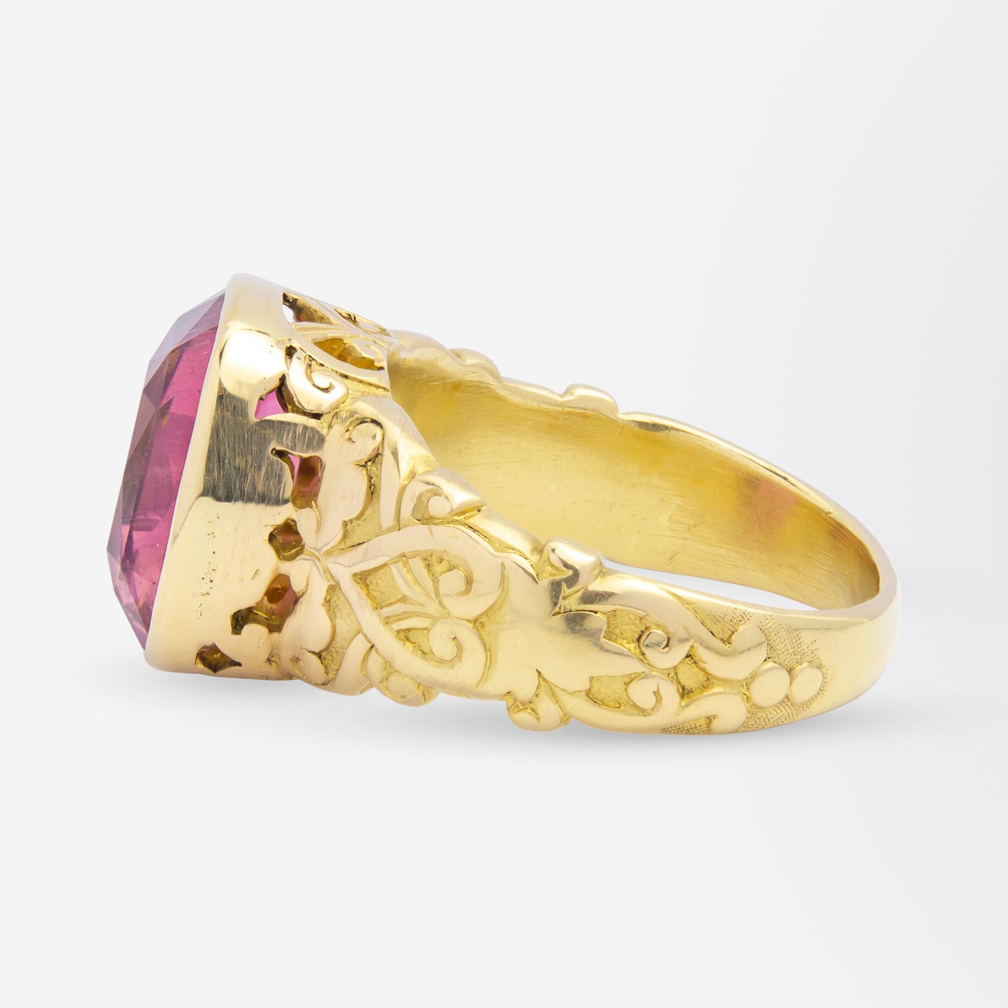 Art Nouveau, 18 Karat Yellow Gold 'Rubellite Tourmaline' Ring by Tiffany & Co. In Good Condition In Brisbane, QLD