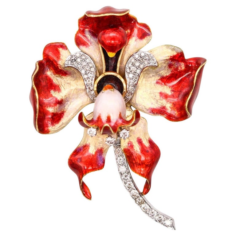 Orchid Pin Brooch - 18 For Sale on 1stDibs | orchid brooch