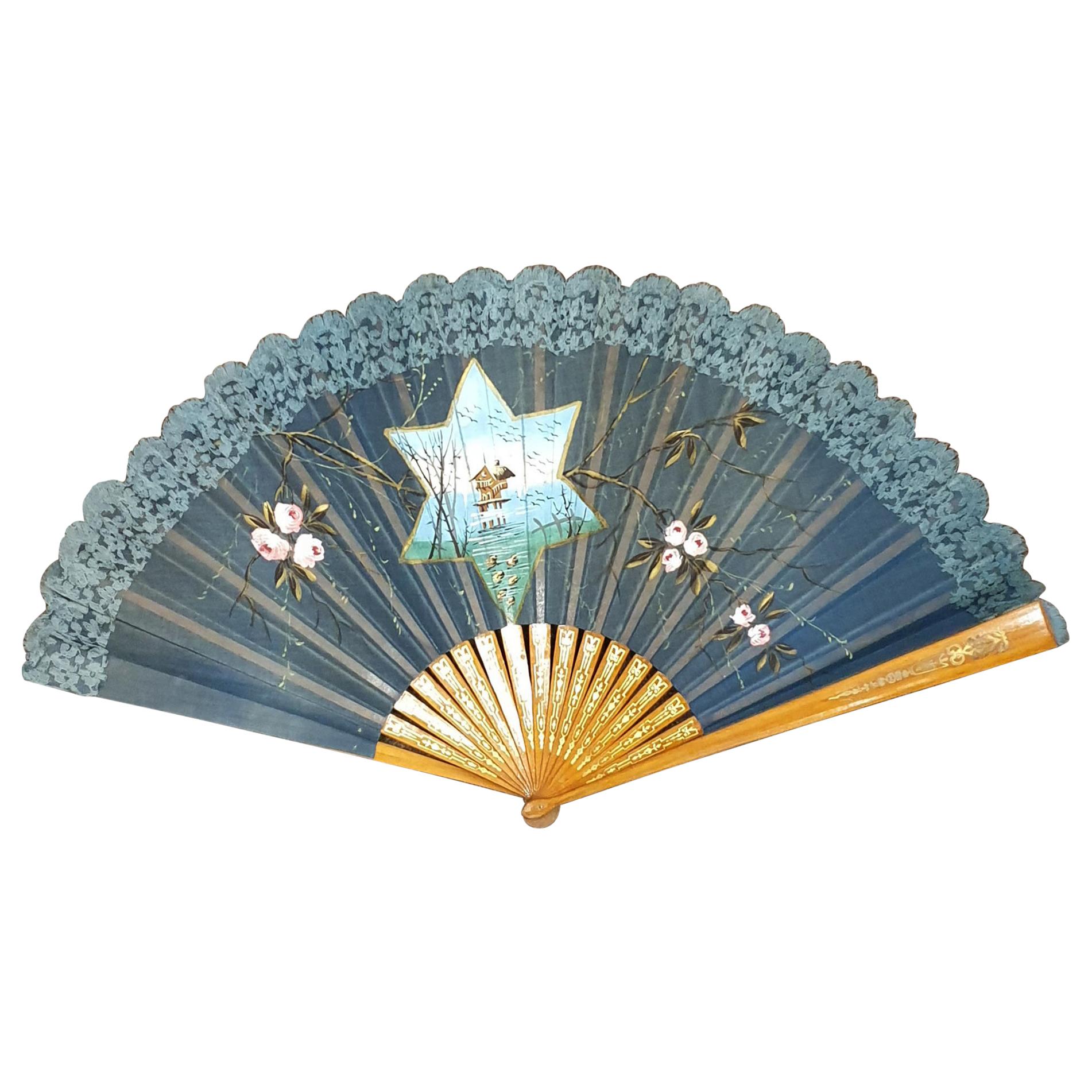 Art Nouveau 1890 Flamenco Pericon Large Fan For Sale