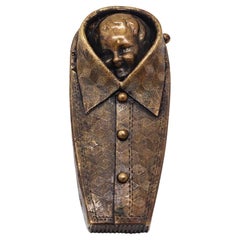 ART-NOUVEAU 1890 Germany Unusual Vesta Matches Box In Solid Gilt Brass