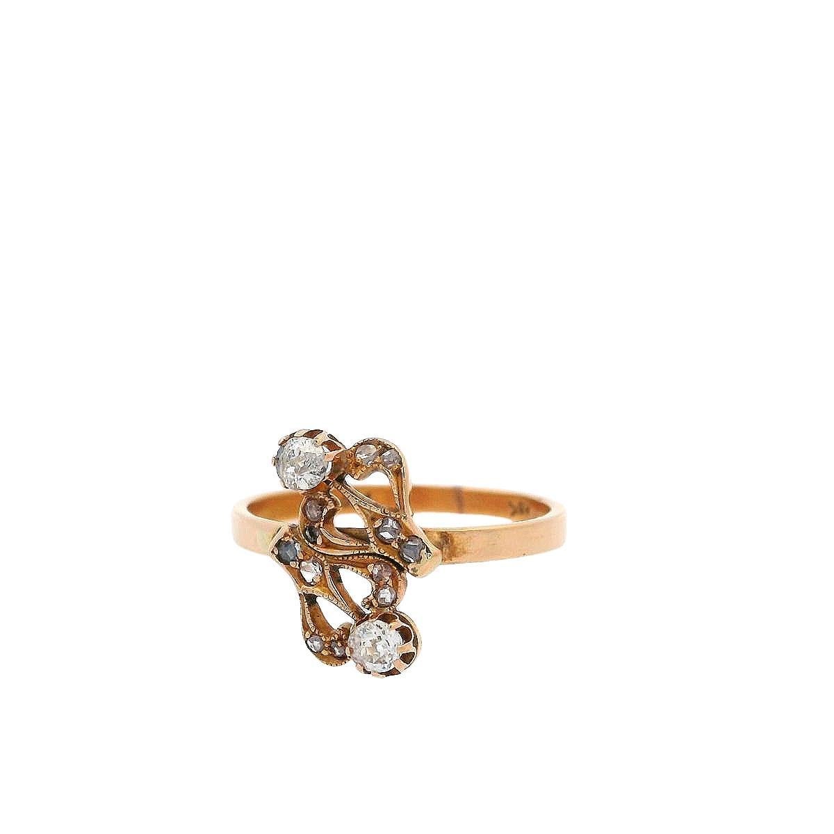 Bague Art nouveau 1890 en or jaune 18 carats avec diamants en vente 2