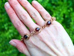 Art Nouveau 1890s Pulsera antigua de oro amarillo y granate de 4,38 quilates