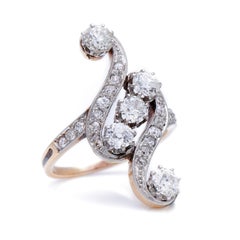 Art Nouveau, 18 Carat Gold, Platinum, Belle Époque Diamond Ring