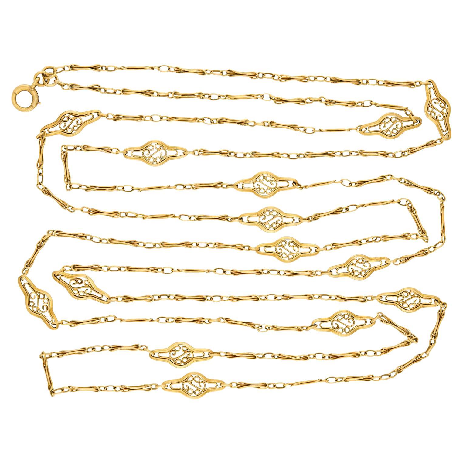 Catena Art Nouveau 18k 60" in vendita