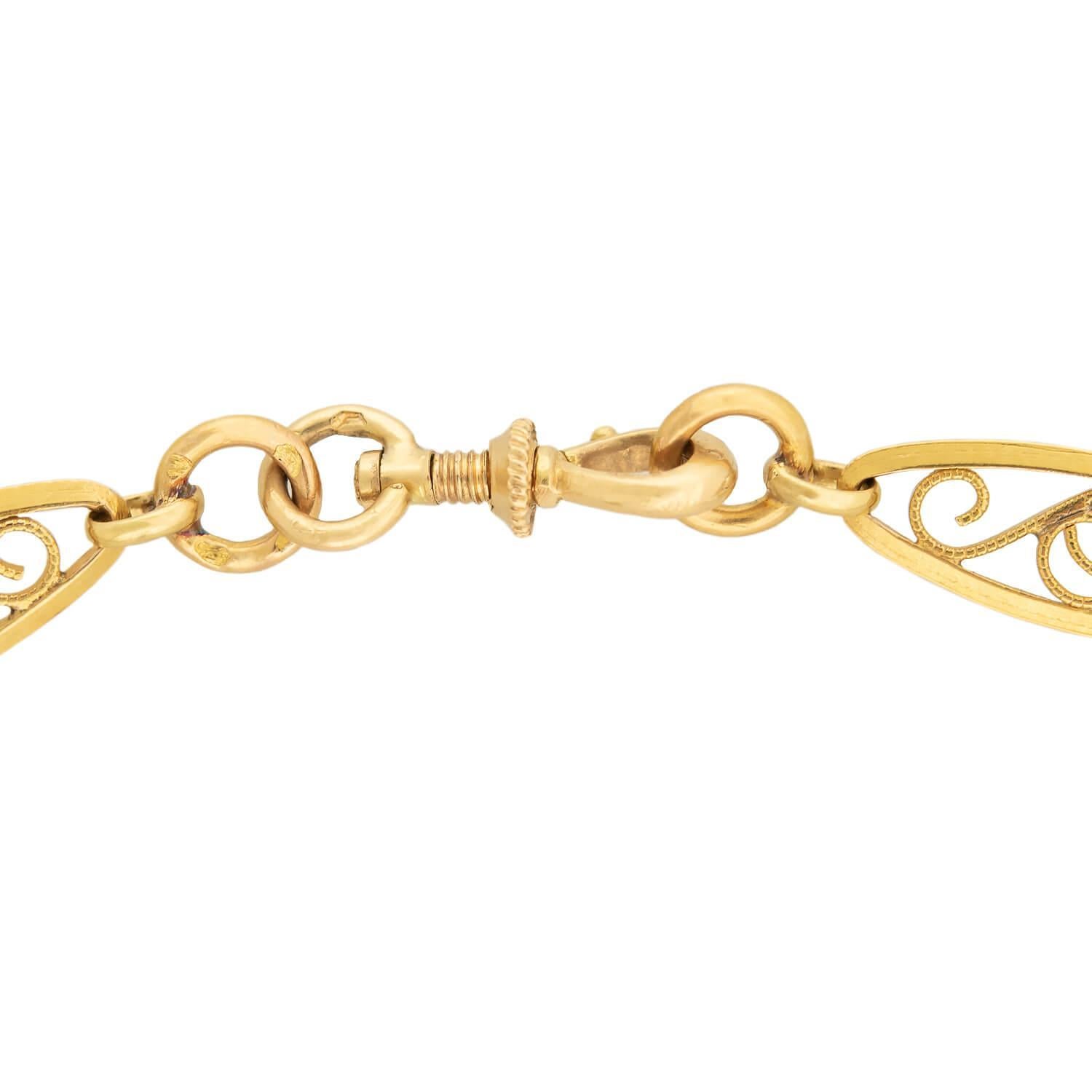 Collier à maillons en fil de fer français 18k Art Nouveau Unisexe en vente