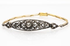 Art Nouveau 18K Gold Bracelet with 51 Rose-Cut Diamonds, Circa 1900