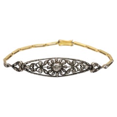 Art Nouveau 18K Gold Bracelet with 51 Rose-Cut Diamonds, Circa 1900