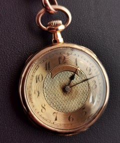 Art Nouveau 18k Gold Diamond Pocket Watch, Fob Watch, Escasany