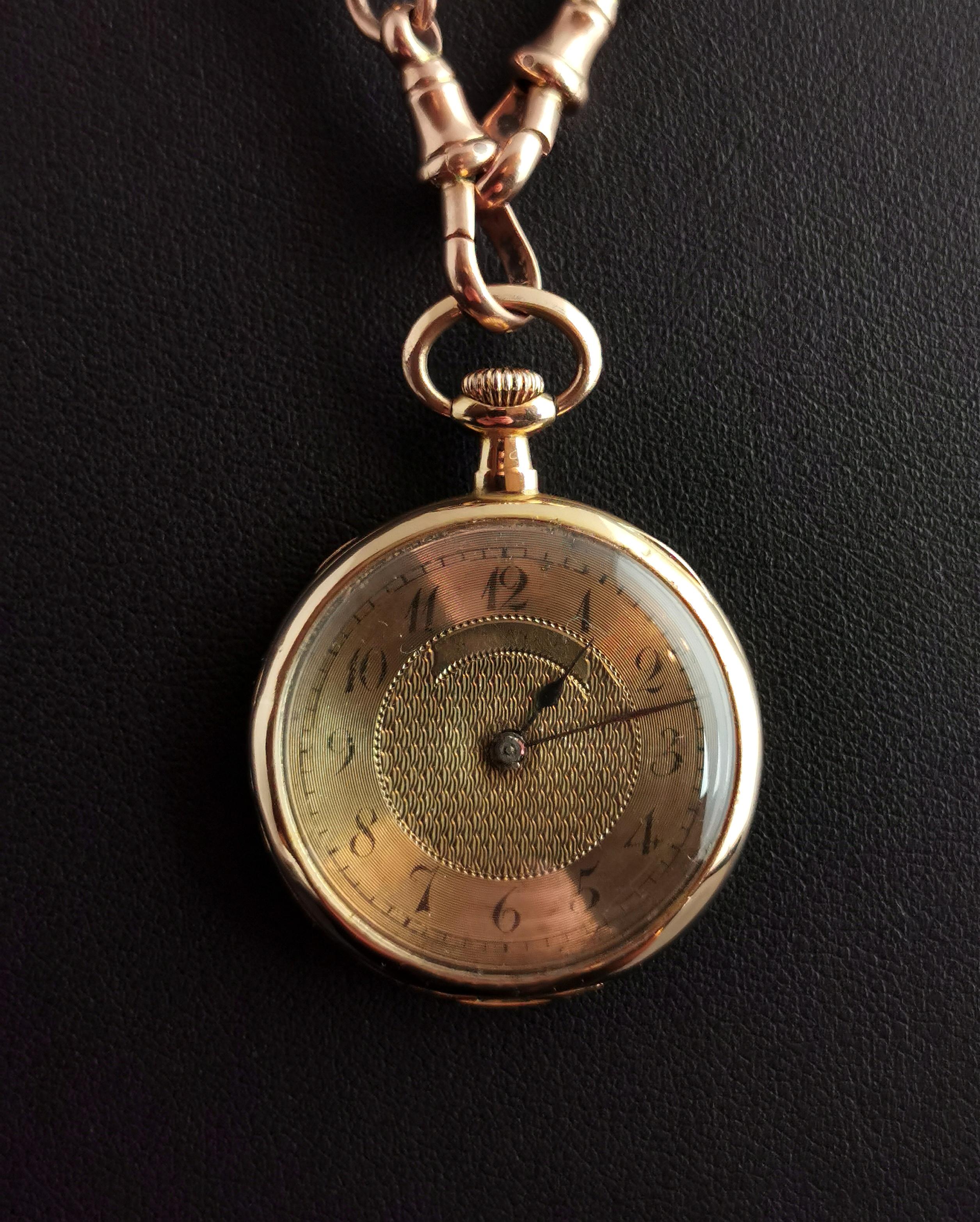 Art Nouveau 18k Gold Diamond Pocket Watch, Fob Watch, Escasany For Sale ...