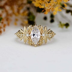 Art Nouveau 18k Gold Moissanite Dragonfly Ring, Made in Italy by NOOI JEWELRY