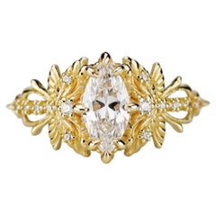 Art Nouveau 18k Gold Moissanite Dragonfly Ring, Made in Italy by NOOI JEWELRY